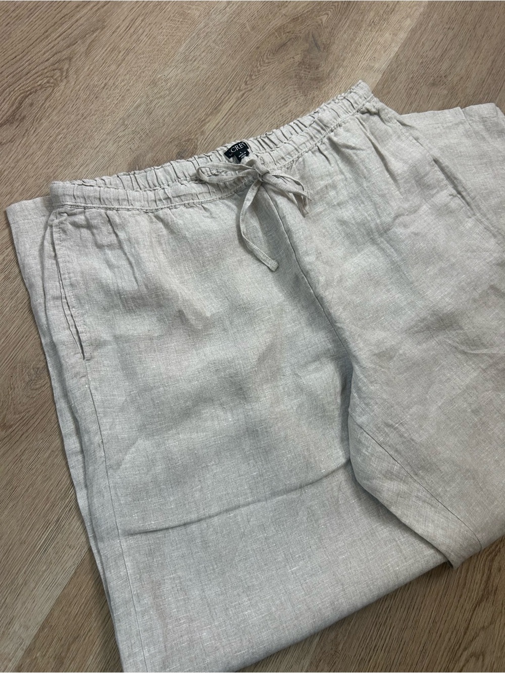 NWT J. Crew 100% Linen Soleil Drawstring Straight Leg Pant in Flax